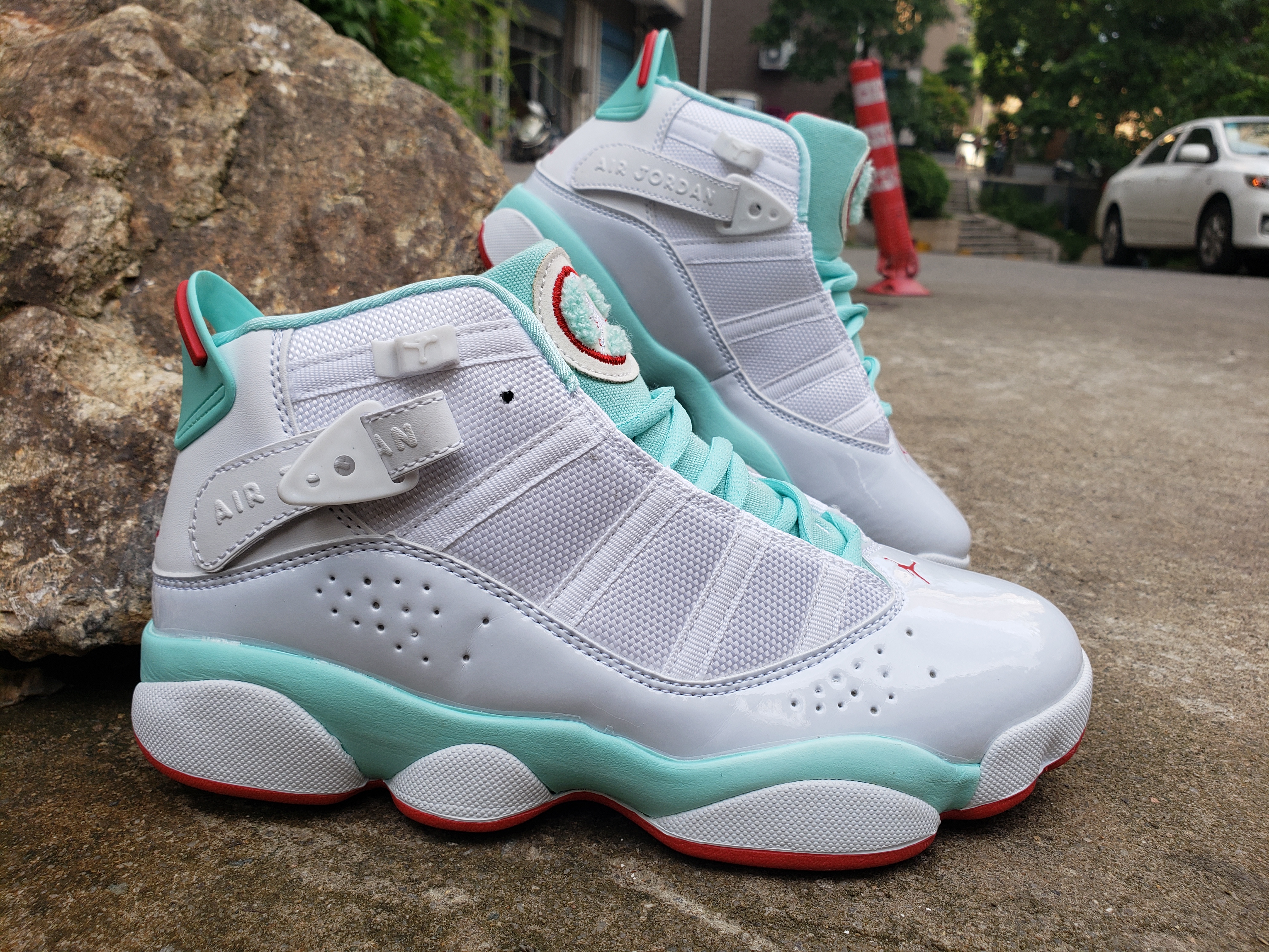 2019 Women Air Jordan Six Rings Grey Jade Red - Click Image to Close